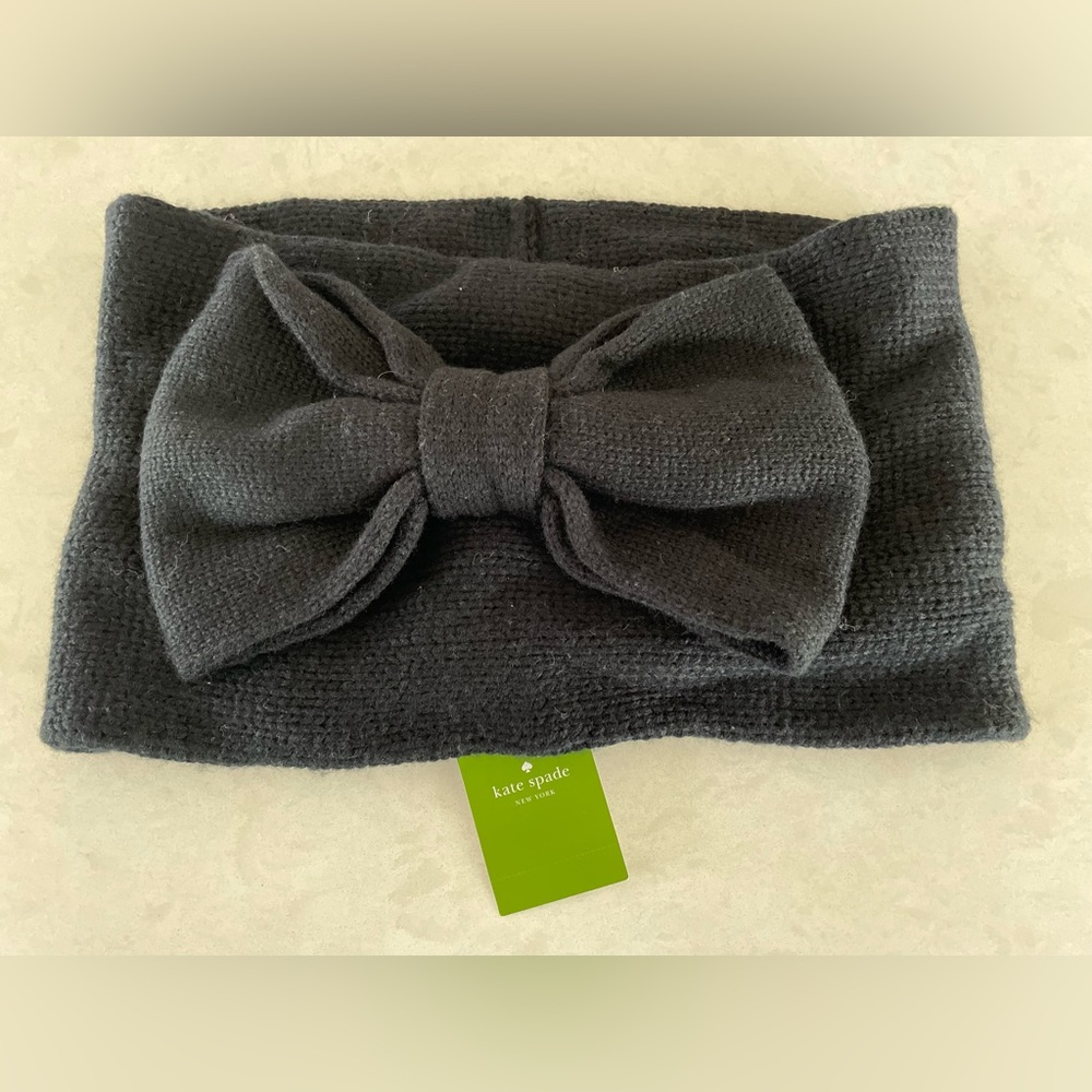 NWT Kate Spade New York Black Gathered Bow Neckwarmer